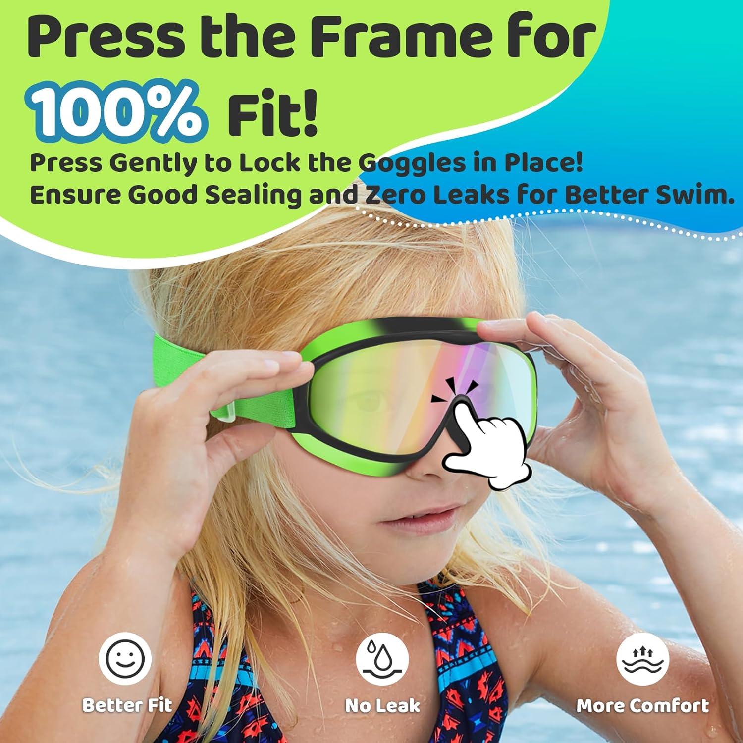 Gafas de Natación Vvinca Kids Verde y Azul Anti-Niebla UV400