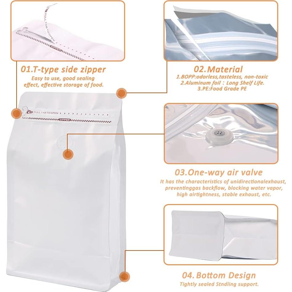 Bolsas de Café REMTAP con Válvula 50pcs 250g Reutilizables