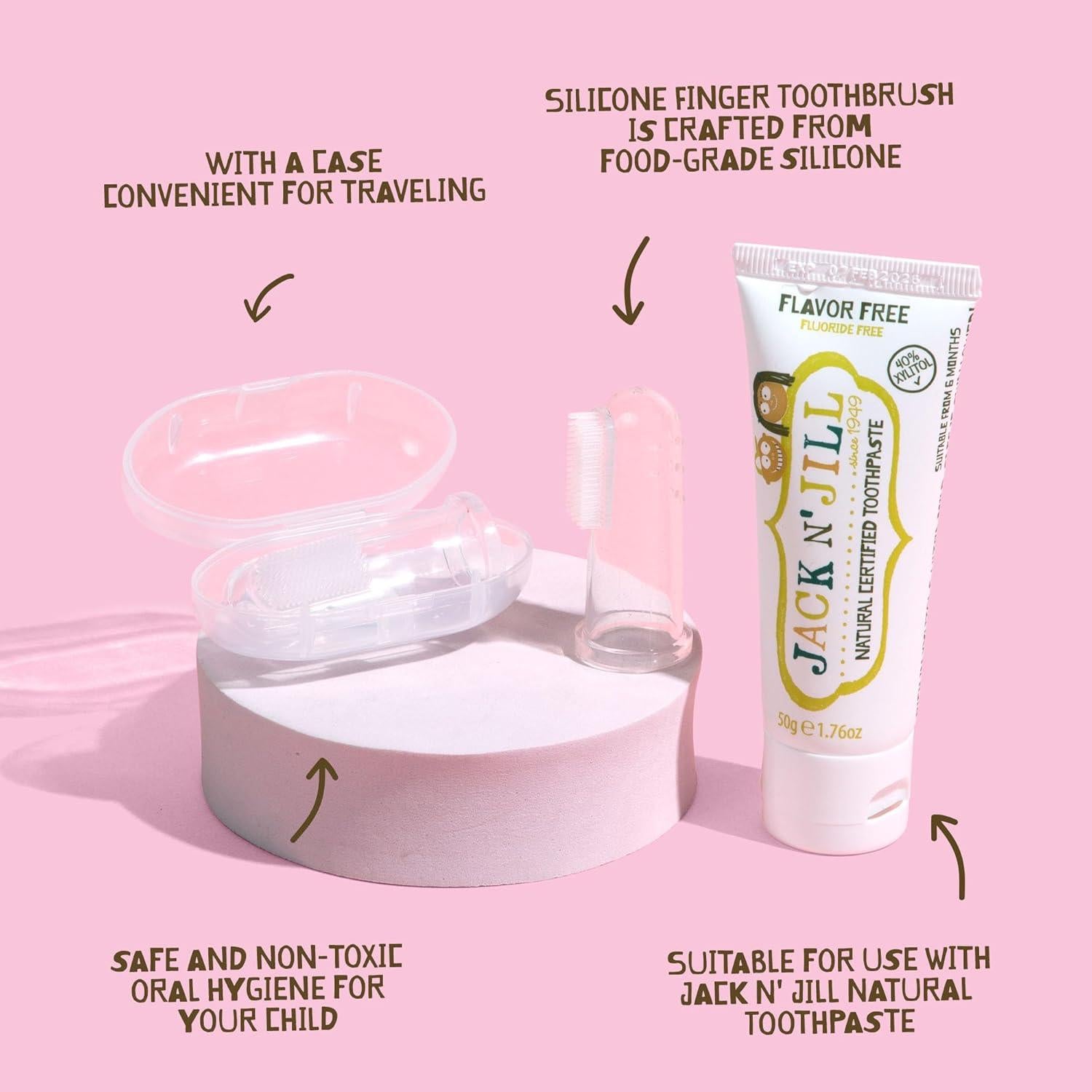 Cepillo de Dedo de Silicona Jack N' Jill para Bebés 6-12 Meses