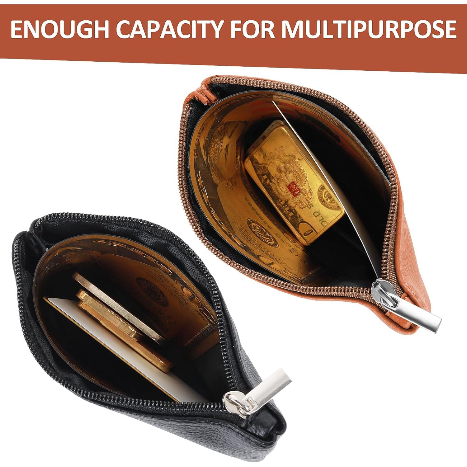 Monedero de Cuero PU TIESOME Mini 12x9cm Negro y Marrón