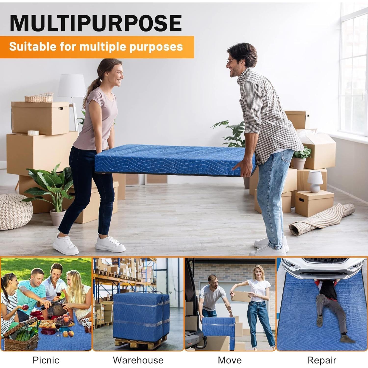 Paquete de 3 mantas de mudanza UDAREIT 101.6x182.88cm