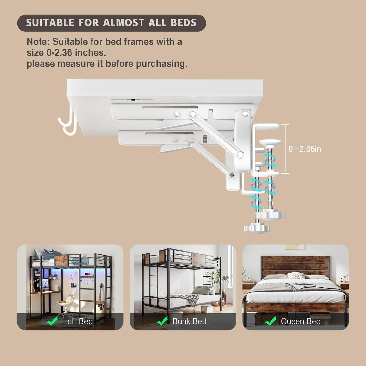 Estante Plegable Lateral Magheo XJ-BS-BK Blanco 37.59x24.64cm