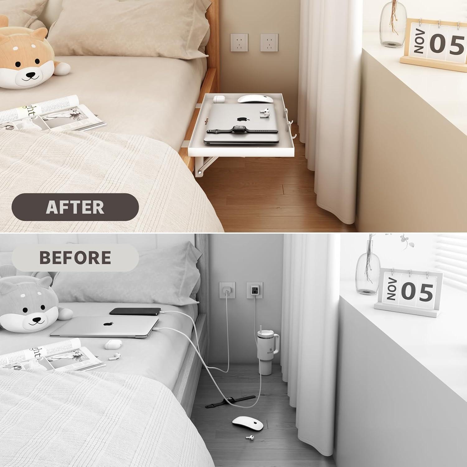 Estante Plegable Lateral Magheo XJ-BS-BK Blanco 37.59x24.64cm