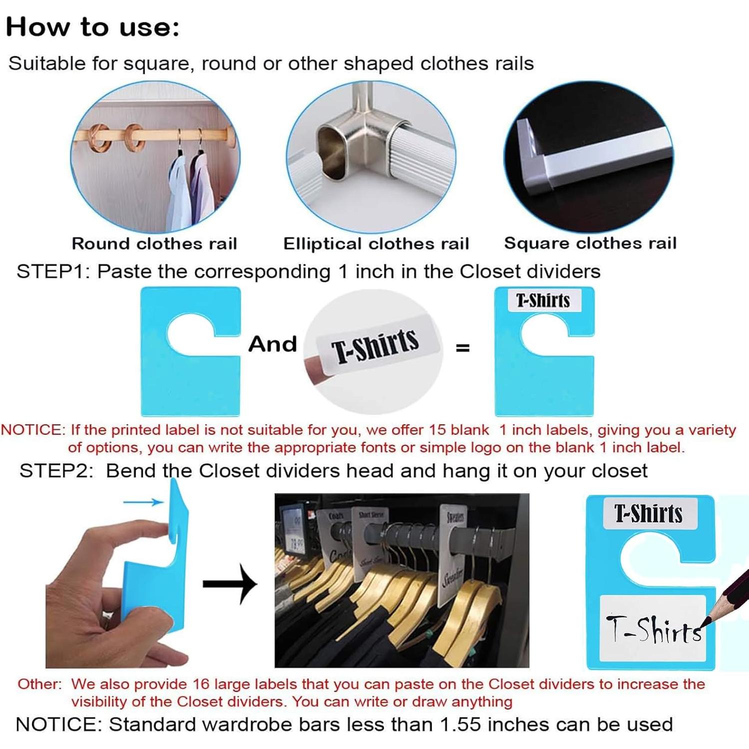 Divisores de Ropa Tragoods 16 Piezas Blancos con Etiquetas