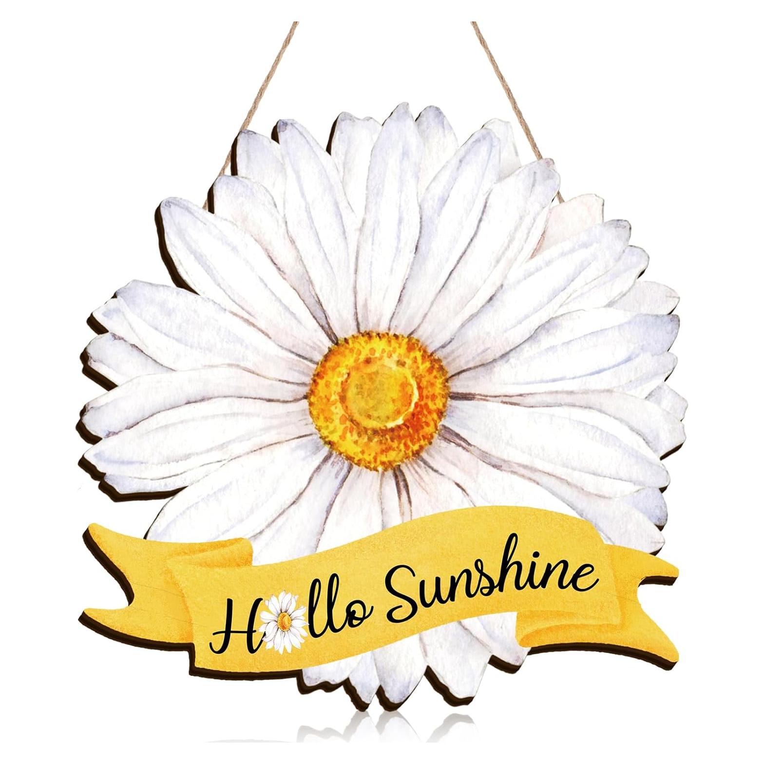 Cartel de Puerta Decorativo Yookeer Margarita de Verano 30x15cm