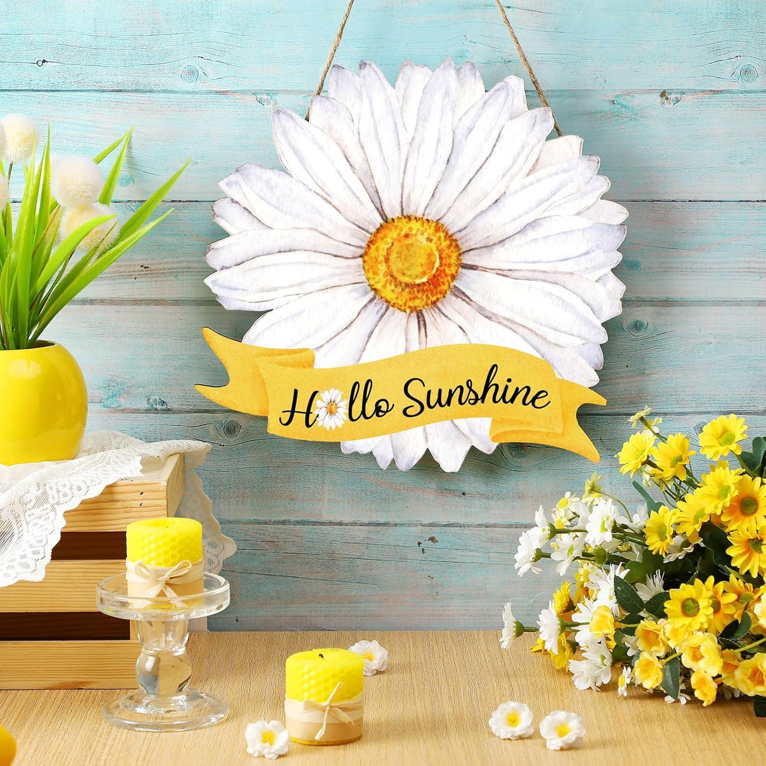 Cartel de Puerta Decorativo Yookeer Margarita de Verano 30x15cm