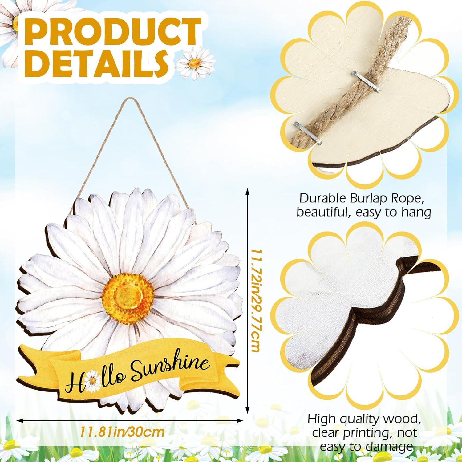Cartel de Puerta Decorativo Yookeer Margarita de Verano 30x15cm