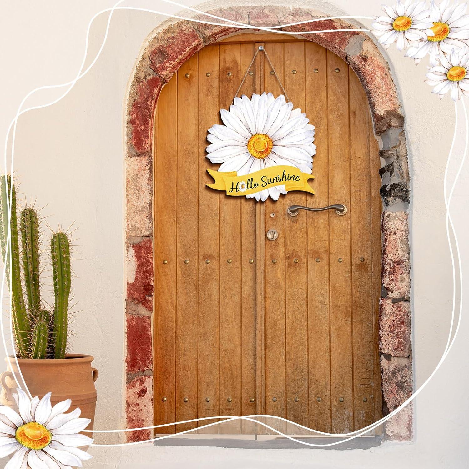 Cartel de Puerta Decorativo Yookeer Margarita de Verano 30x15cm