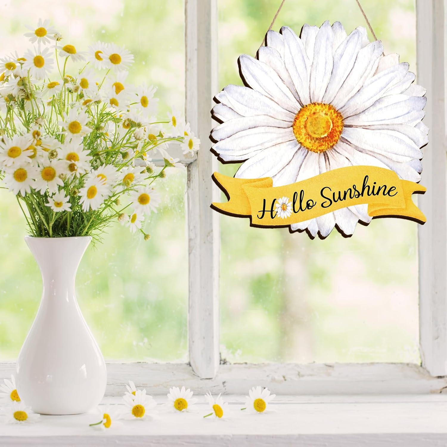 Cartel de Puerta Decorativo Yookeer Margarita de Verano 30x15cm