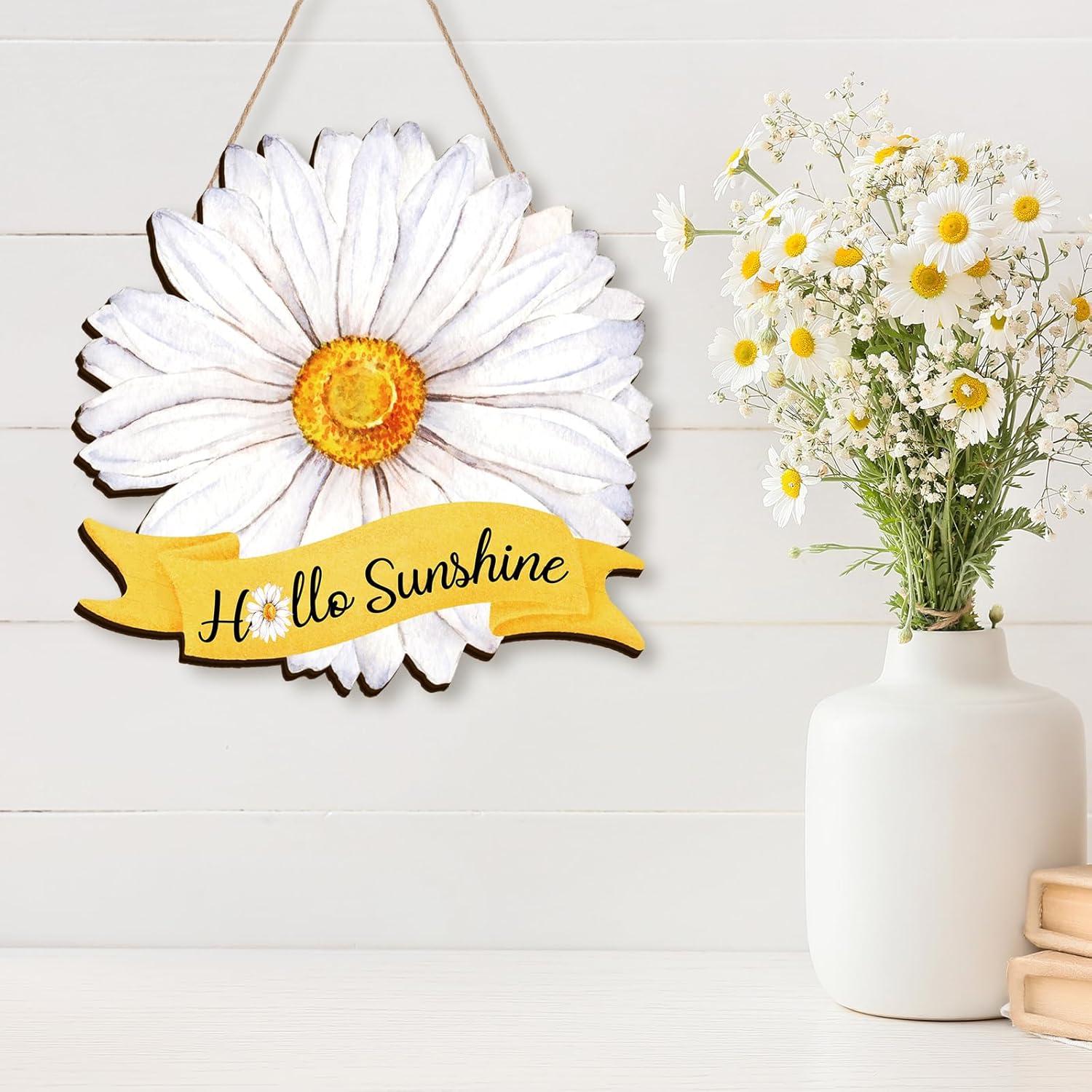 Cartel de Puerta Decorativo Yookeer Margarita de Verano 30x15cm