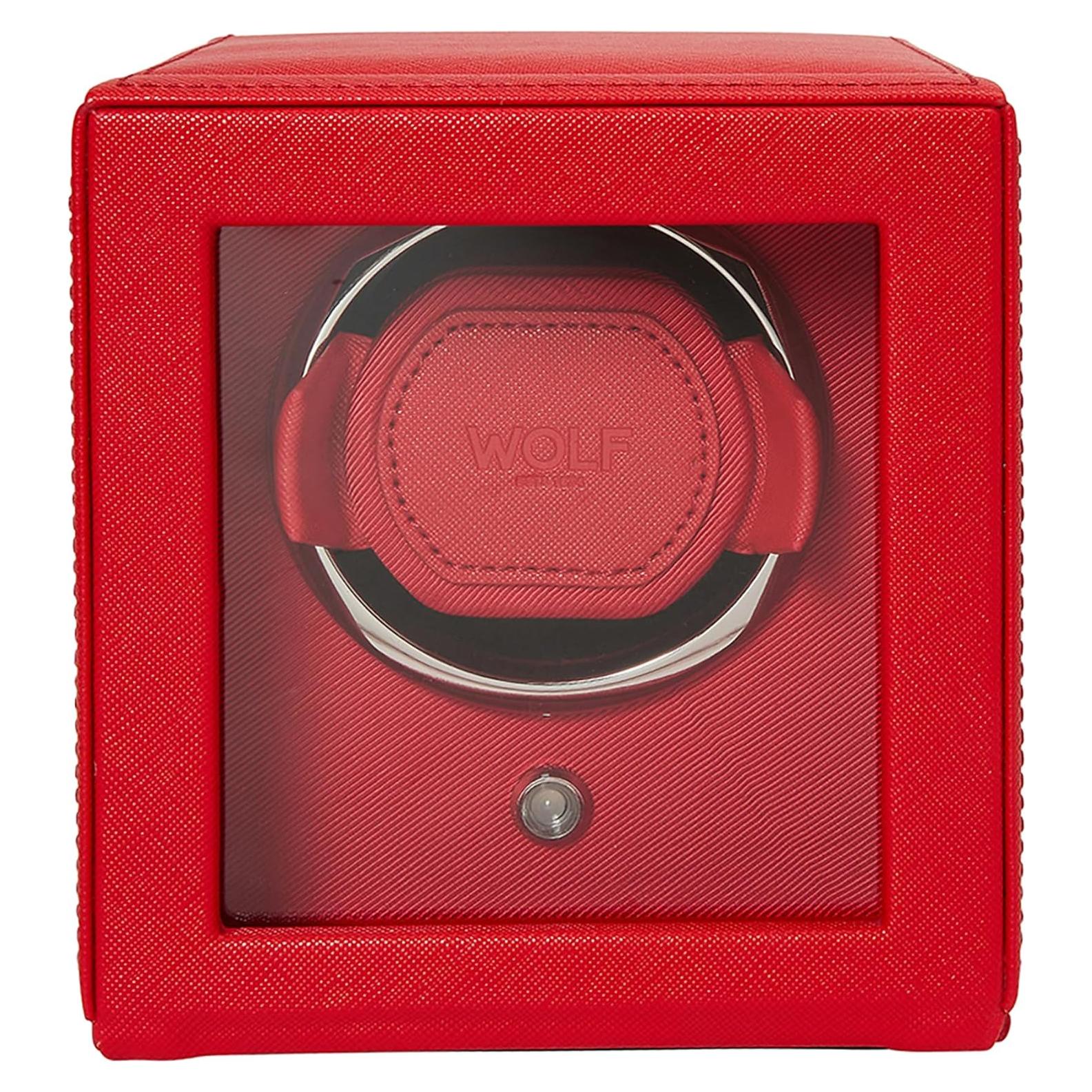 Cargador de Reloj Wolf Cub Individual Rojo con Tapa de Vidrio