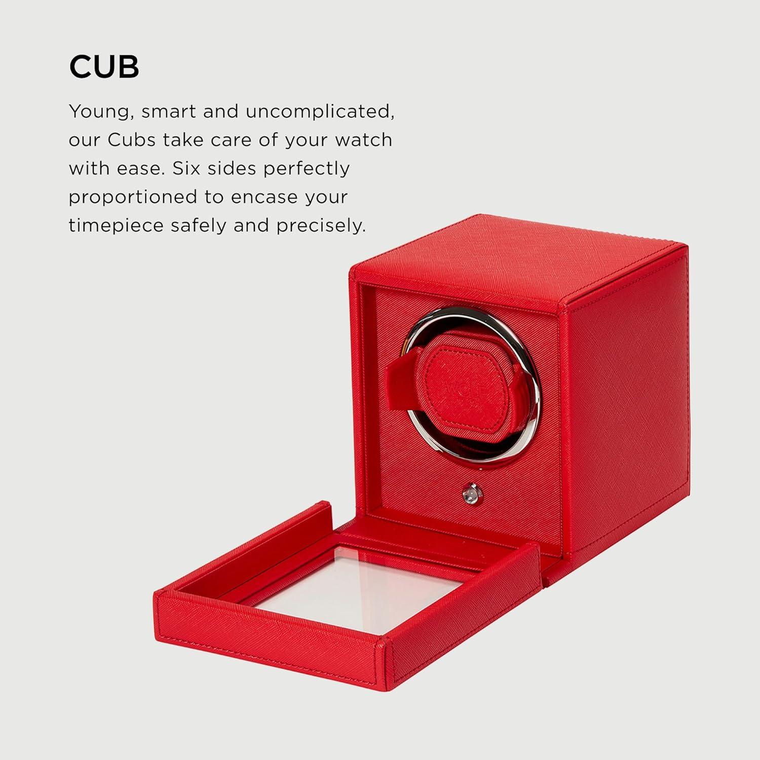 Cargador de Reloj Wolf Cub Individual Rojo con Tapa de Vidrio