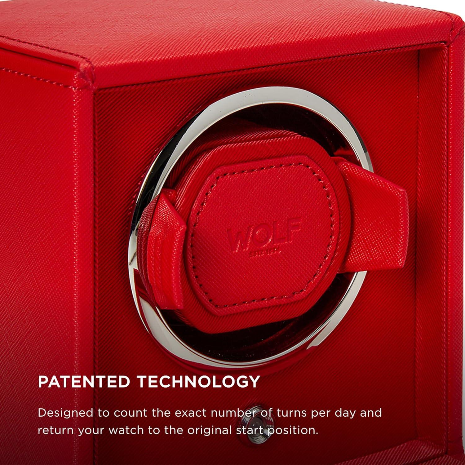 Cargador de Reloj Wolf Cub Individual Rojo con Tapa de Vidrio