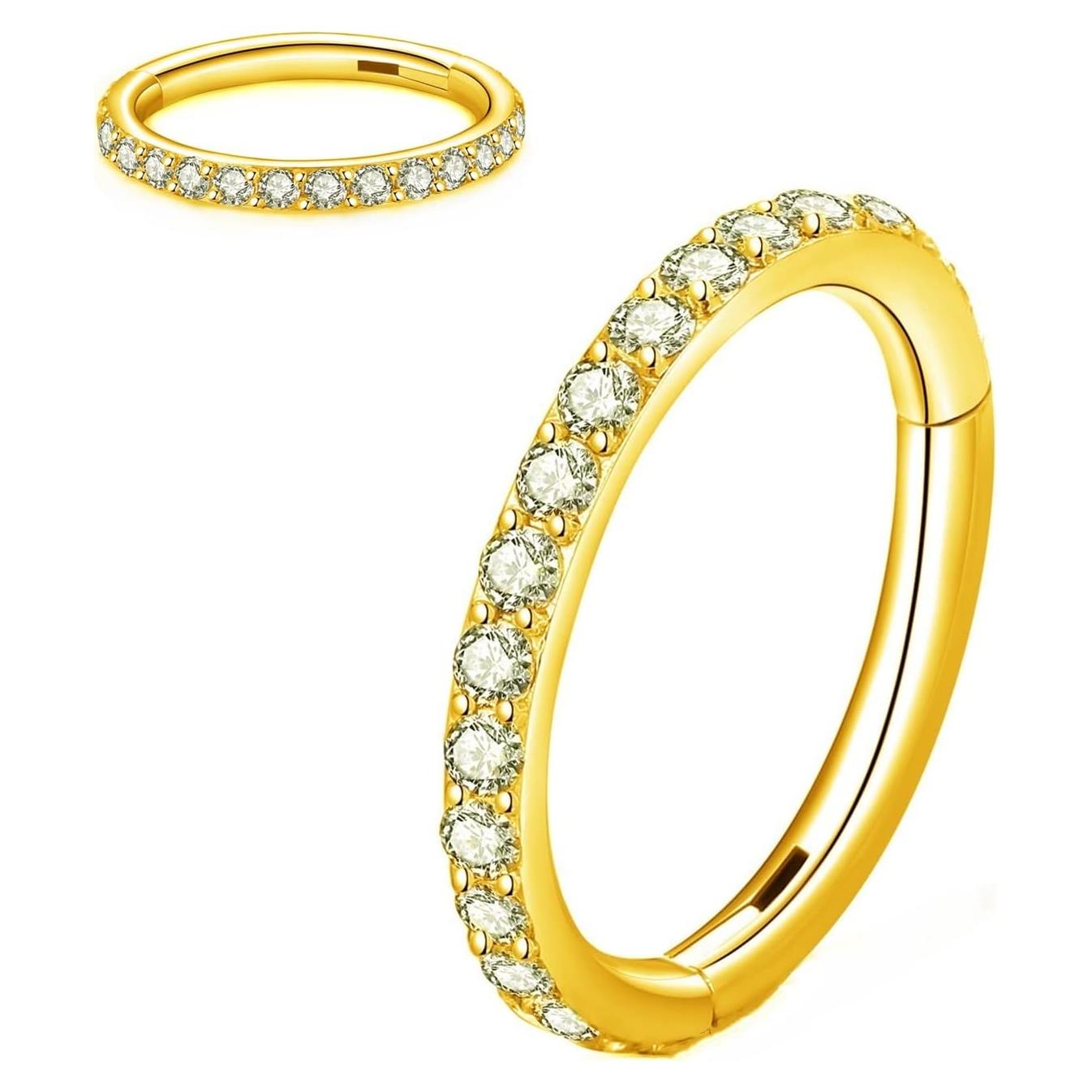 Anillo de nariz segmentado con bisagra L7L7WM 316L Oro 16G 6mm