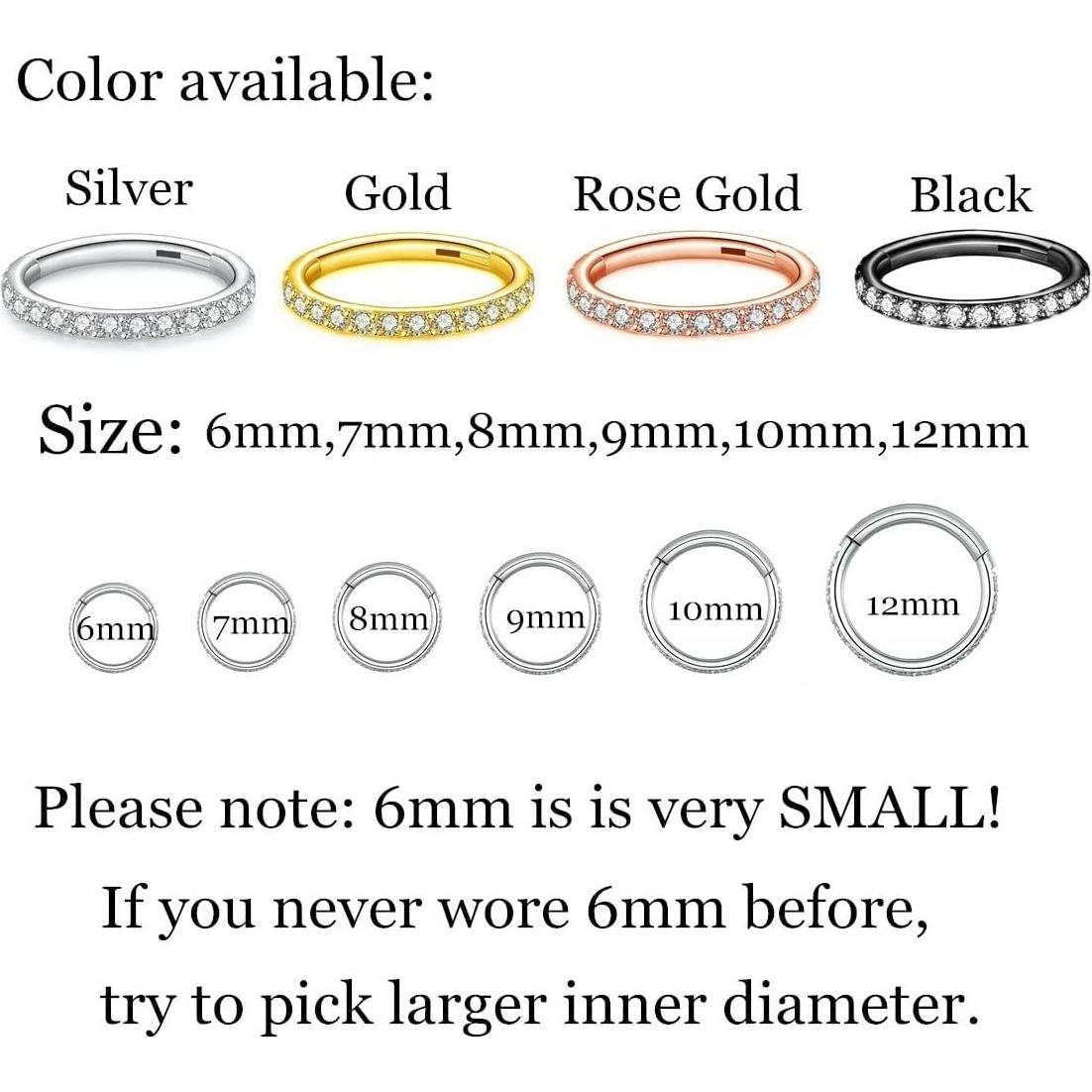 Anillo de nariz segmentado con bisagra L7L7WM 316L Oro 16G 6mm