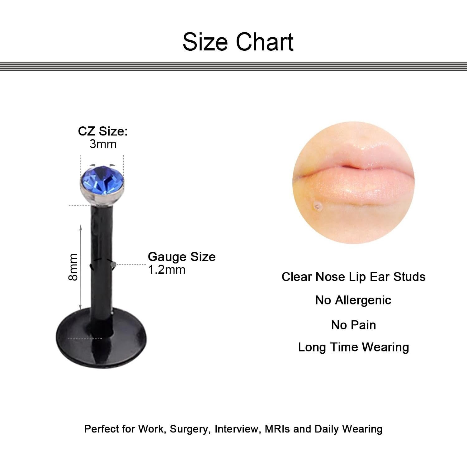 Pendientes de Stud Transparentes D.Bella 20 piezas 16g