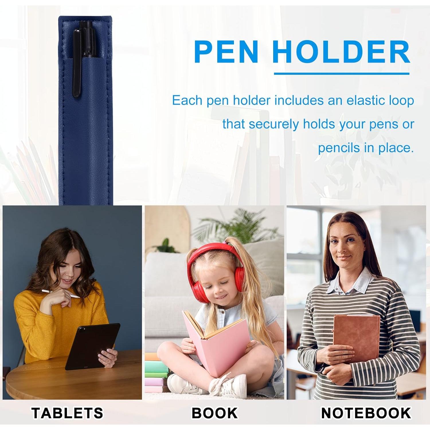 Soporte de Lápiz Ajustable uxcell 4 Pcs Cuero PU Azul