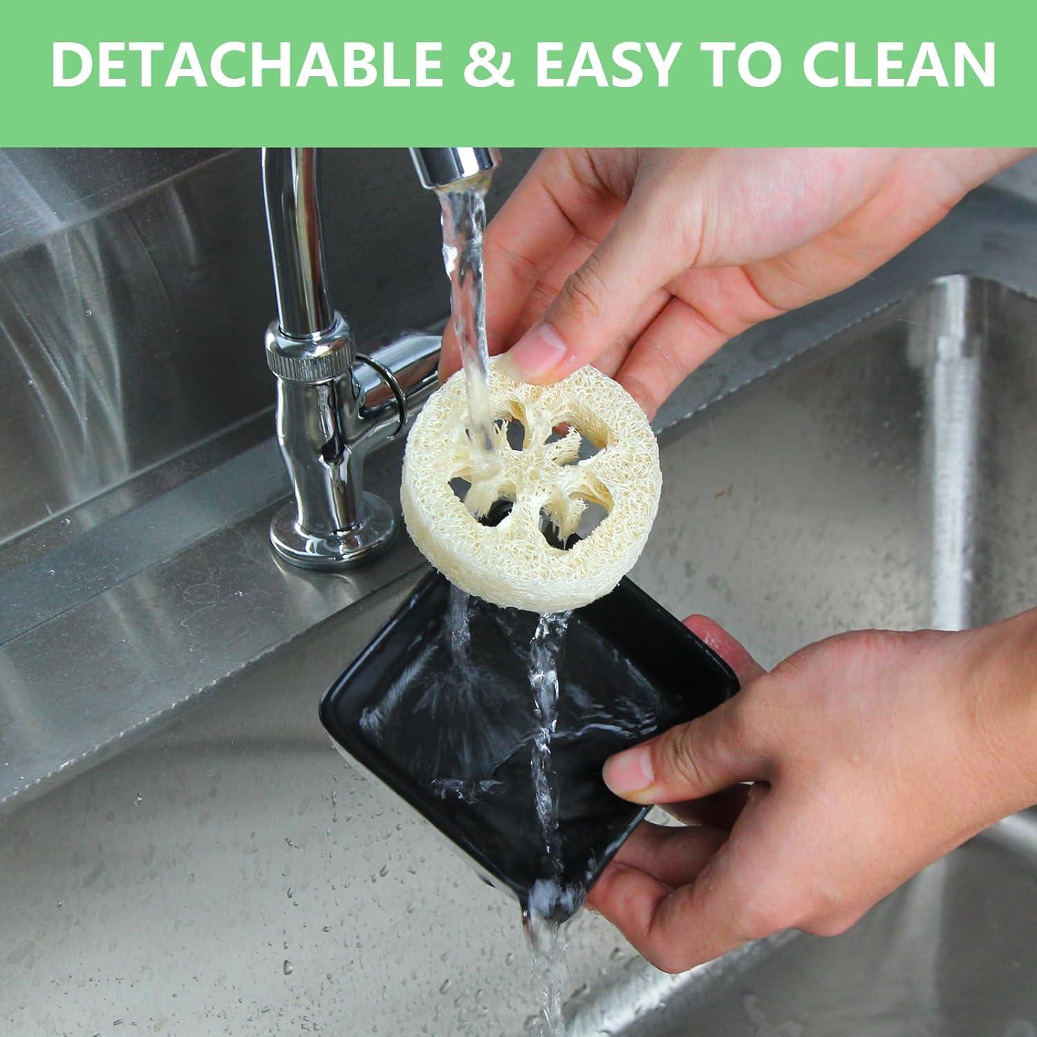 Soporte de Jabón Cuadrado Cerámica Fougin con Lufa Natural