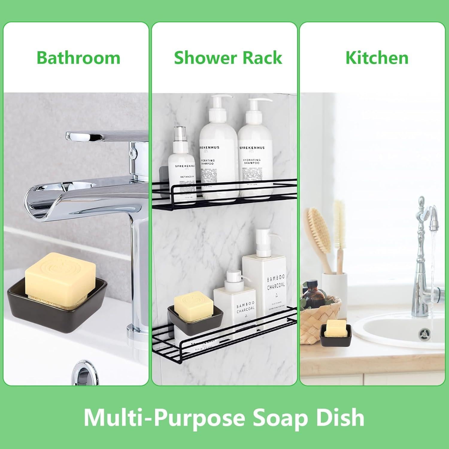 Soporte de Jabón Cuadrado Cerámica Fougin con Lufa Natural