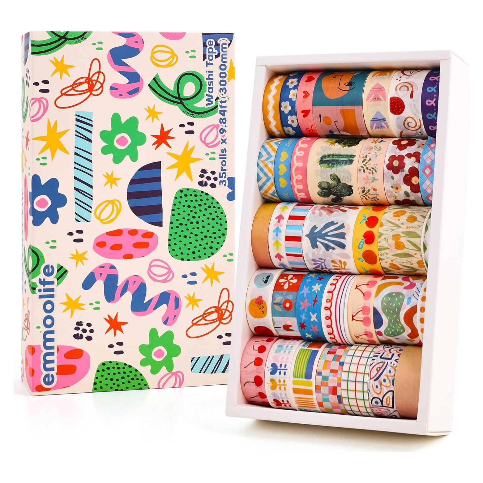 35 Rollos de Cinta Washi Emmoolife 5-30mm x 3m Decorativas