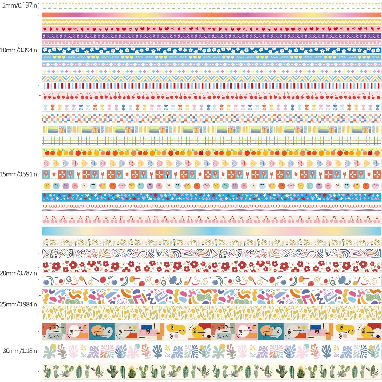 35 Rollos de Cinta Washi Emmoolife 5-30mm x 3m Decorativas