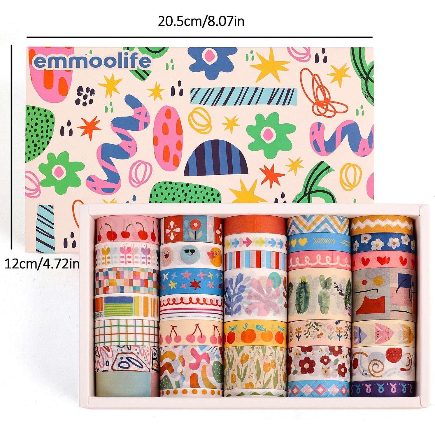 35 Rollos de Cinta Washi Emmoolife 5-30mm x 3m Decorativas