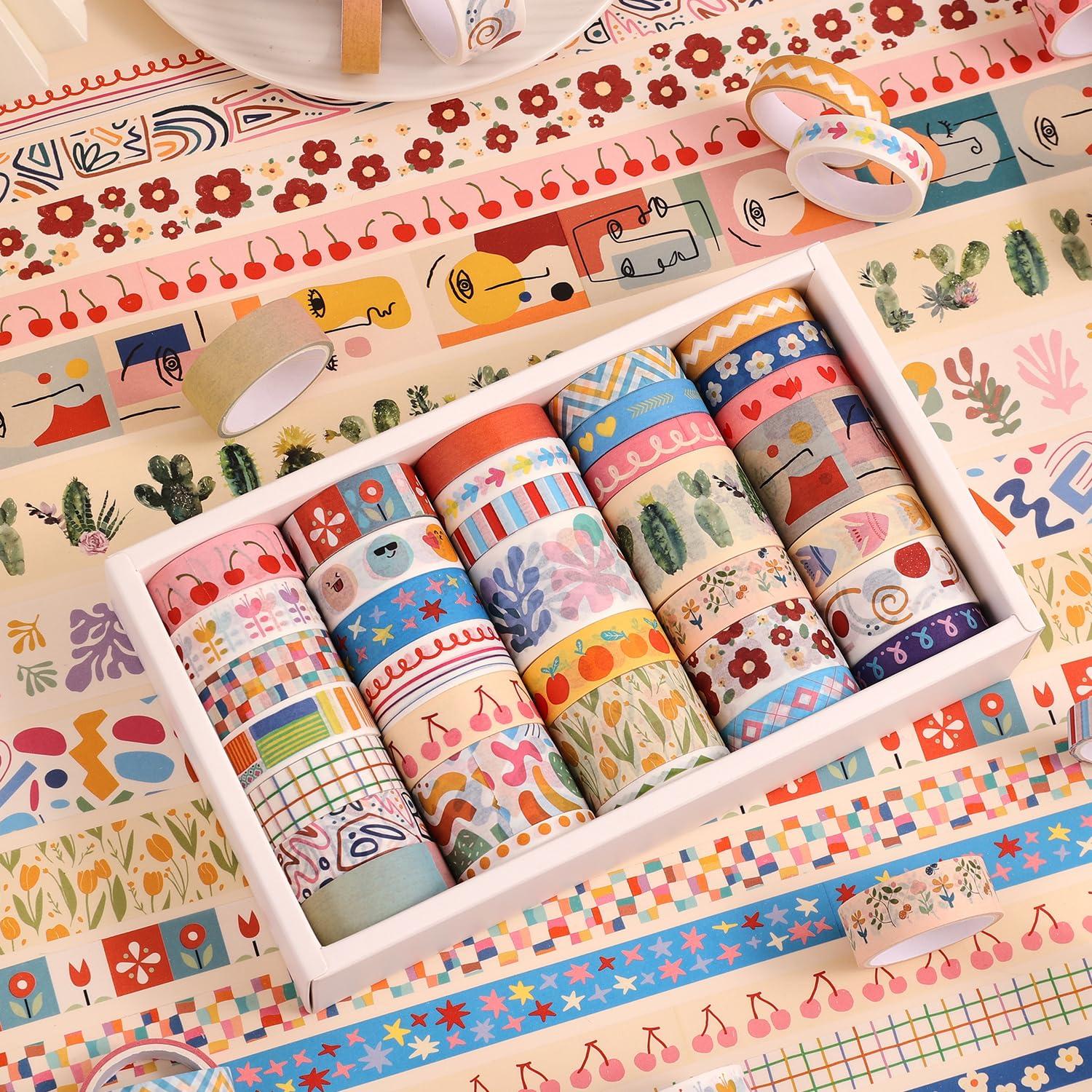 35 Rollos de Cinta Washi Emmoolife 5-30mm x 3m Decorativas