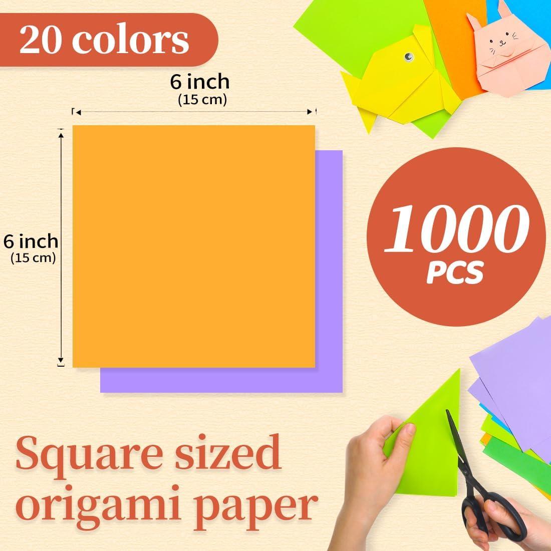 Papel de Origami IOOLEEM 1000 Hojas 20 Colores 15x15 cm