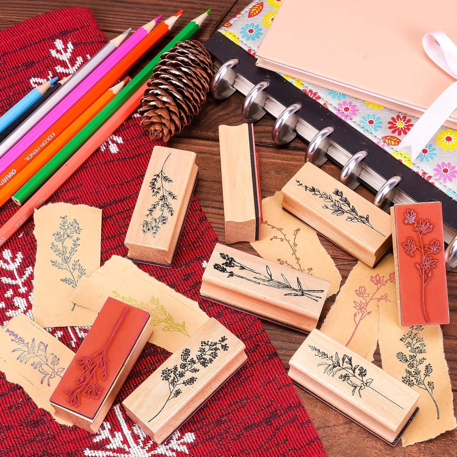 Set de 8 Sellos de Goma Rancco para Manualidades - Flores y Plantas