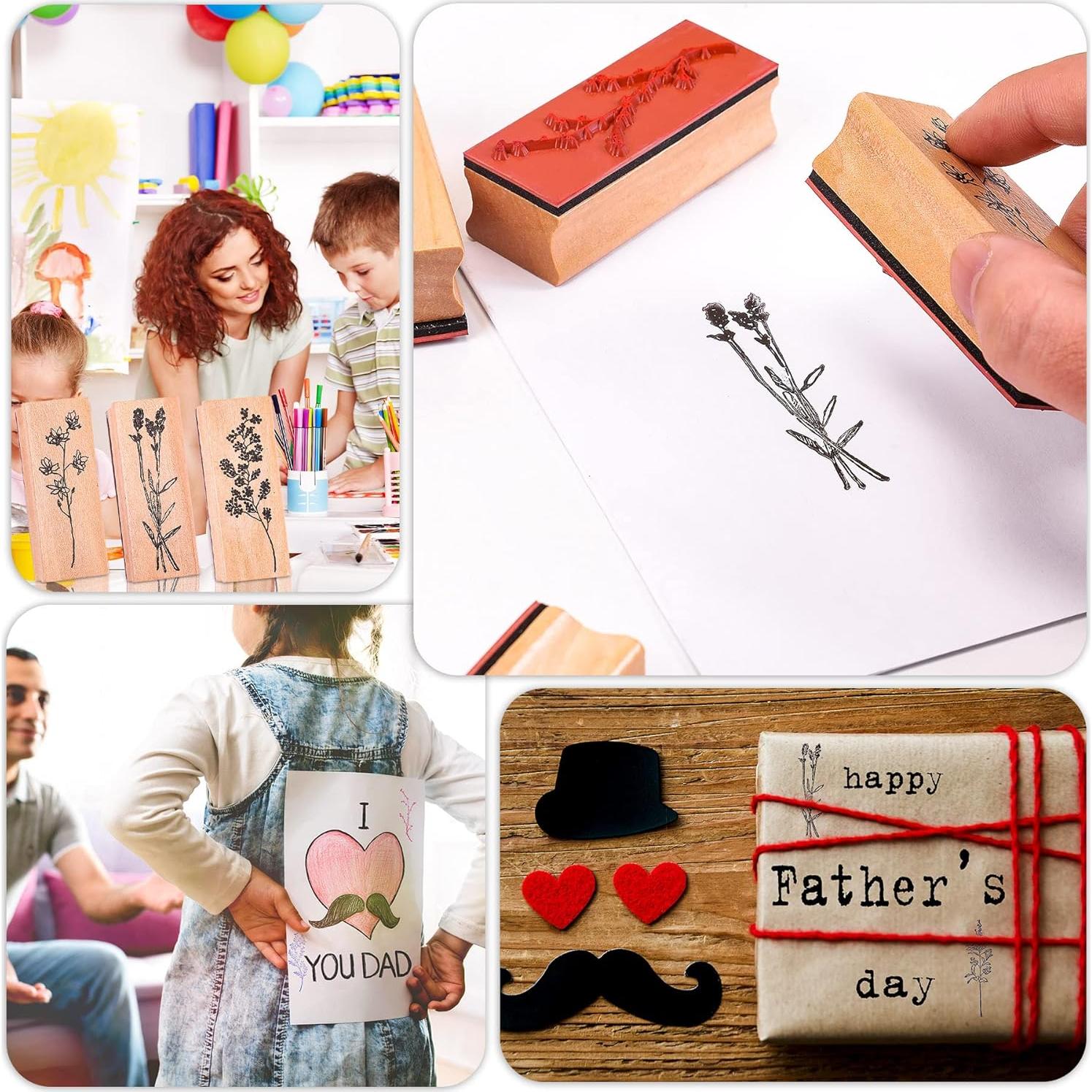 Set de 8 Sellos de Goma Rancco para Manualidades - Flores y Plantas