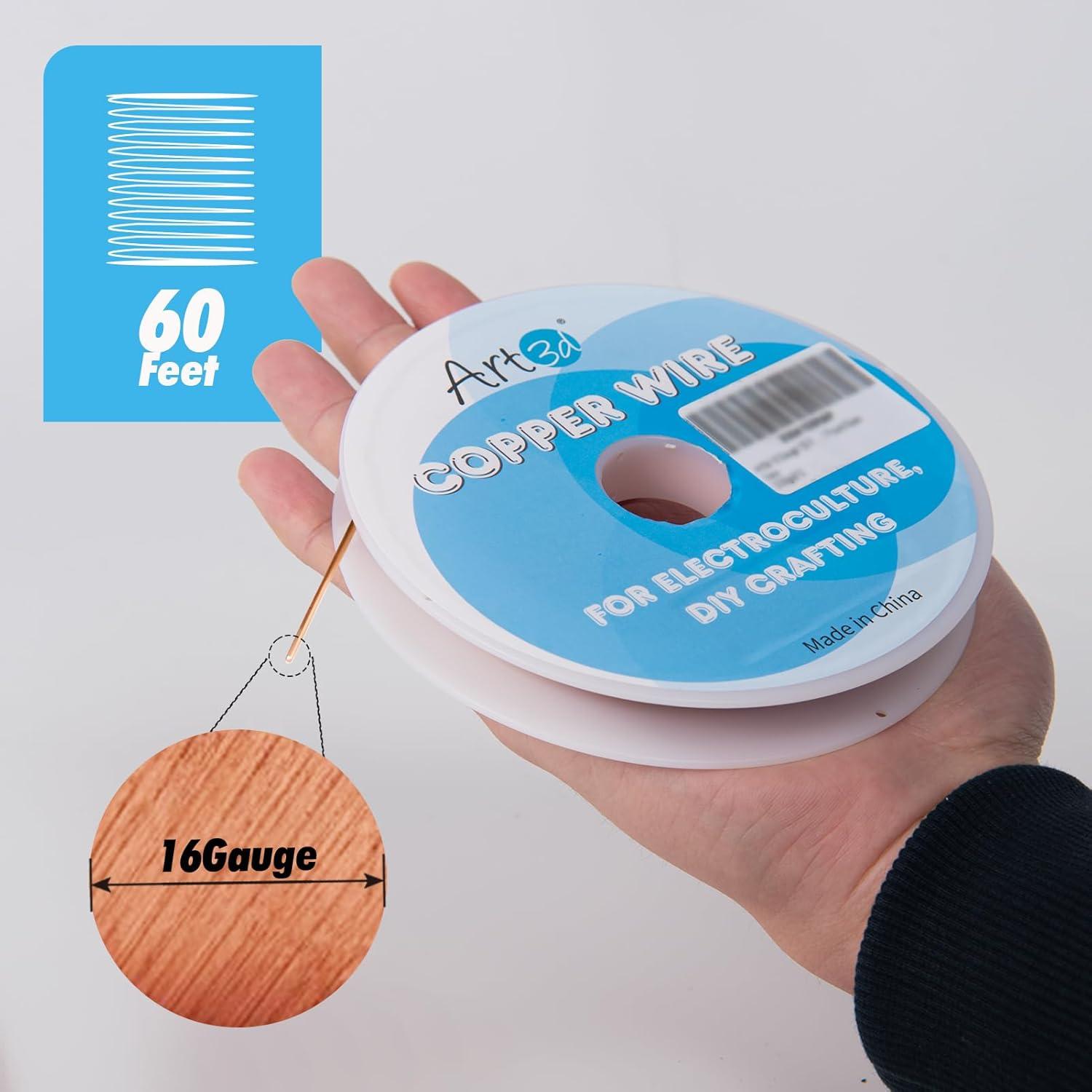 Alambre de Cobre Puro 16 AWG 18.29 m Art3d para Jardinería