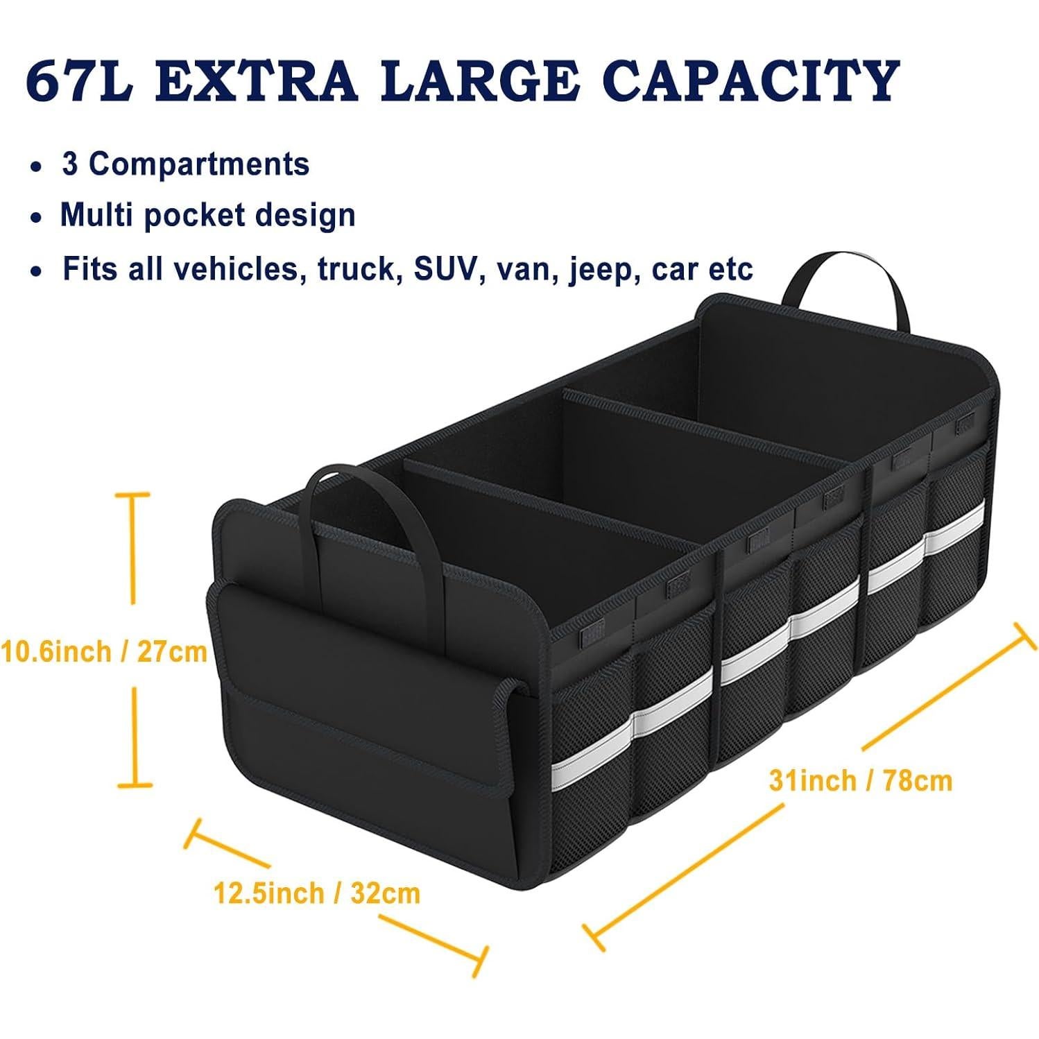 Organizador de Maletero THXEVER Plegable 67L Negro