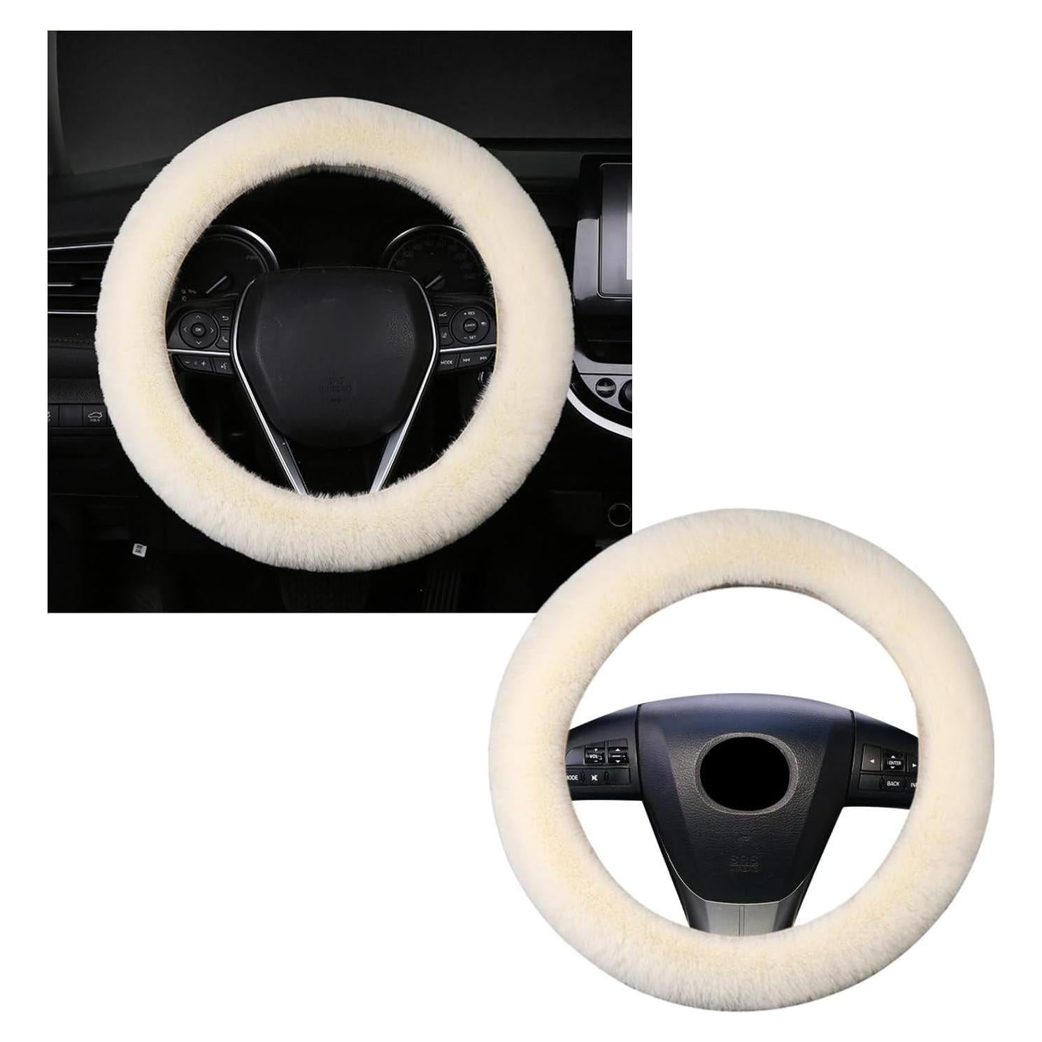 Cubierta de Volante Peluda Ziciner Beige 38 cm para Invierno