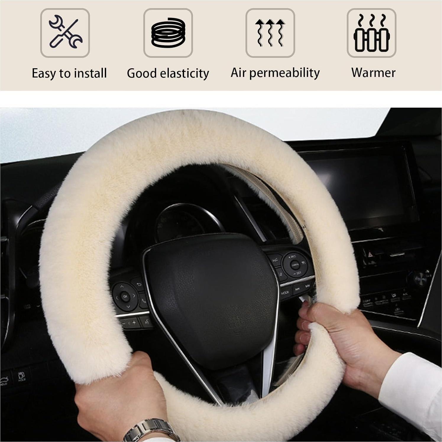 Cubierta de Volante Peluda Ziciner Beige 38 cm para Invierno