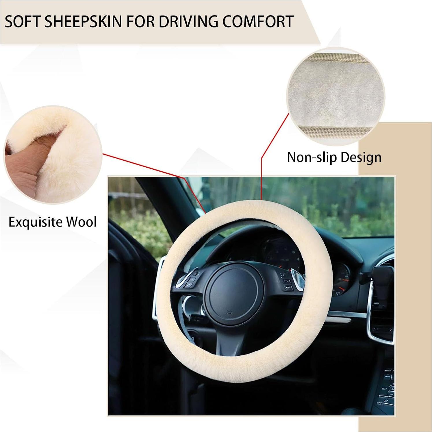 Cubierta de Volante Peluda Ziciner Beige 38 cm para Invierno