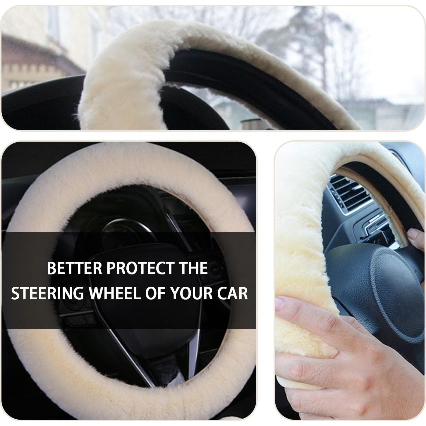 Cubierta de Volante Peluda Ziciner Beige 38 cm para Invierno