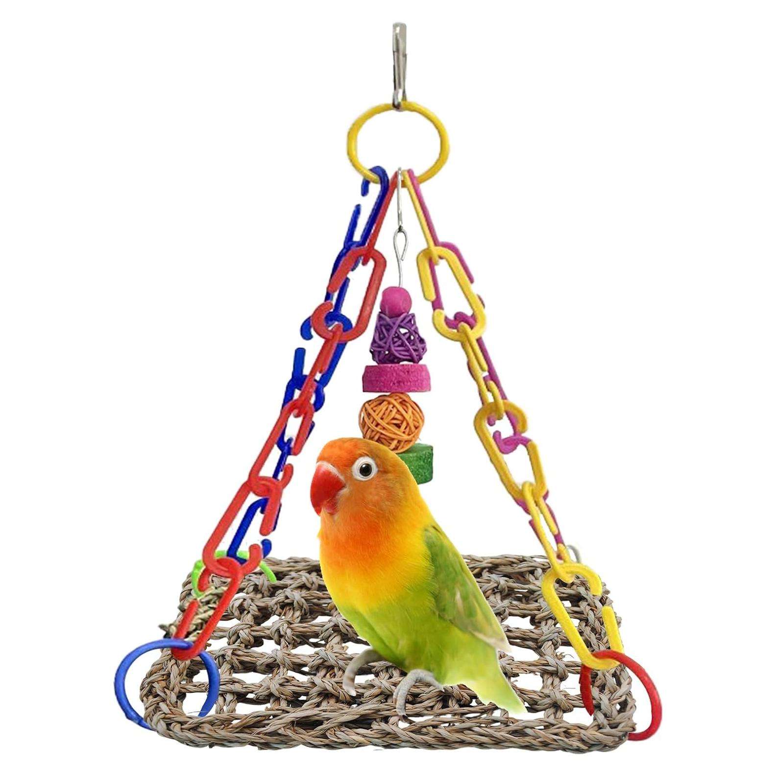 Columpio de Hierba Marina para Aves MUYG 20x15 cm Natural