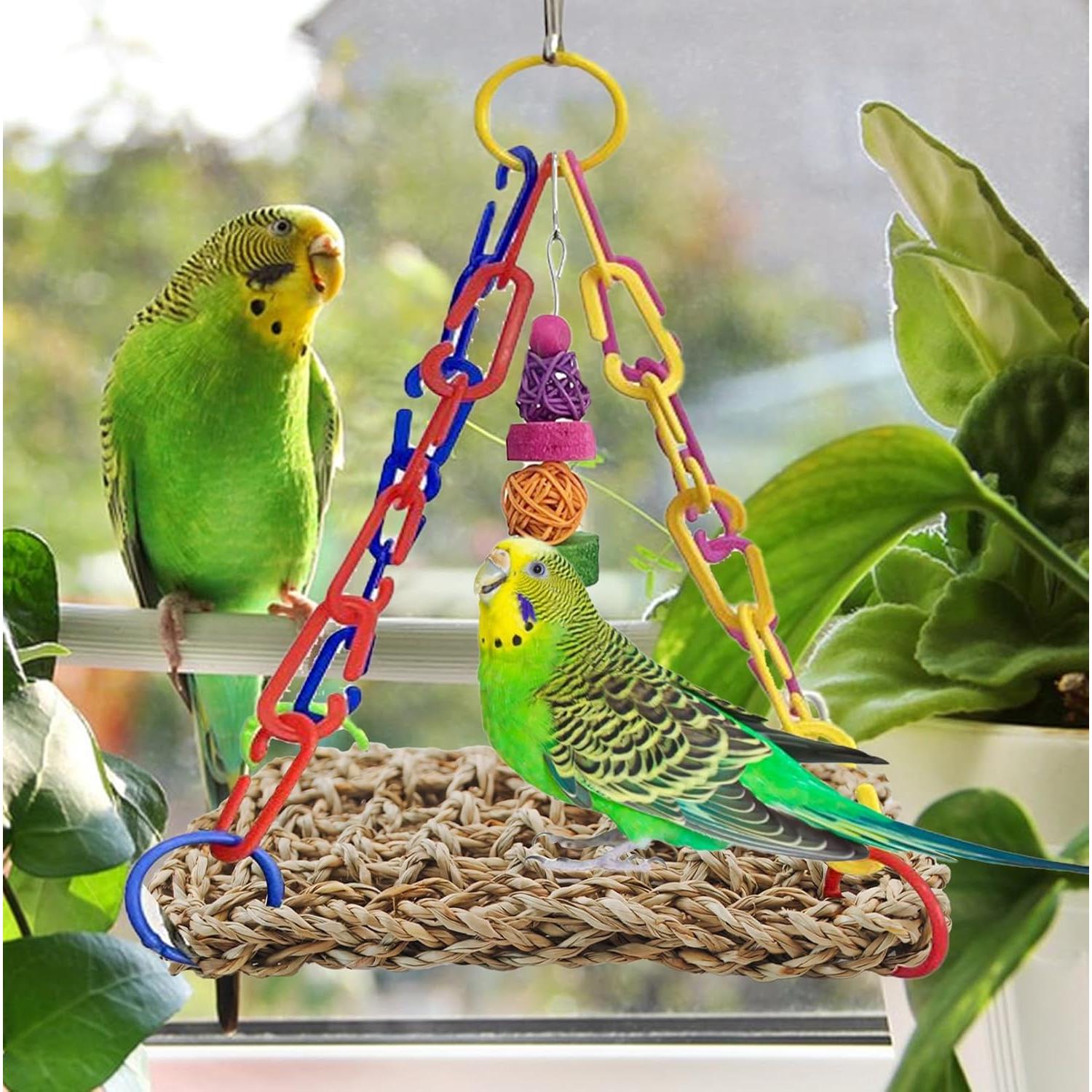 Columpio de Hierba Marina para Aves MUYG 20x15 cm Natural