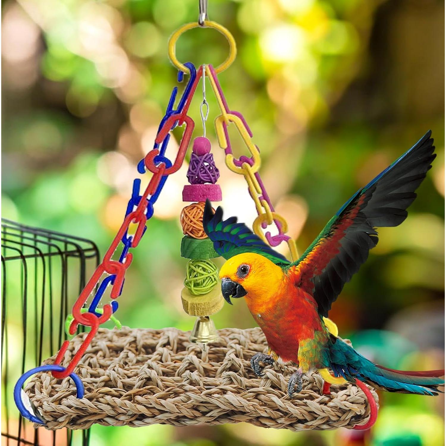 Columpio de Hierba Marina para Aves MUYG 20x15 cm Natural