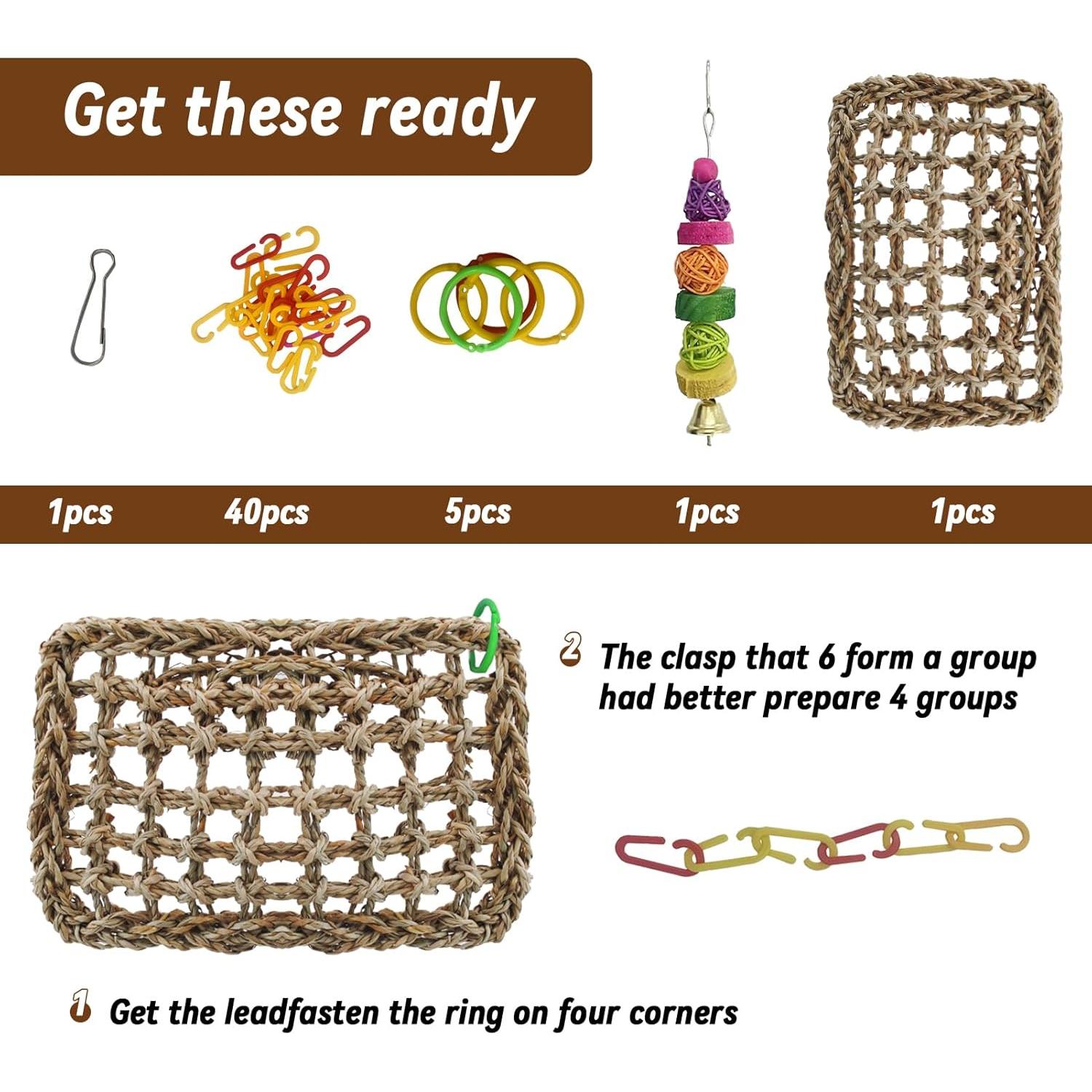 Columpio de Hierba Marina para Aves MUYG 20x15 cm Natural