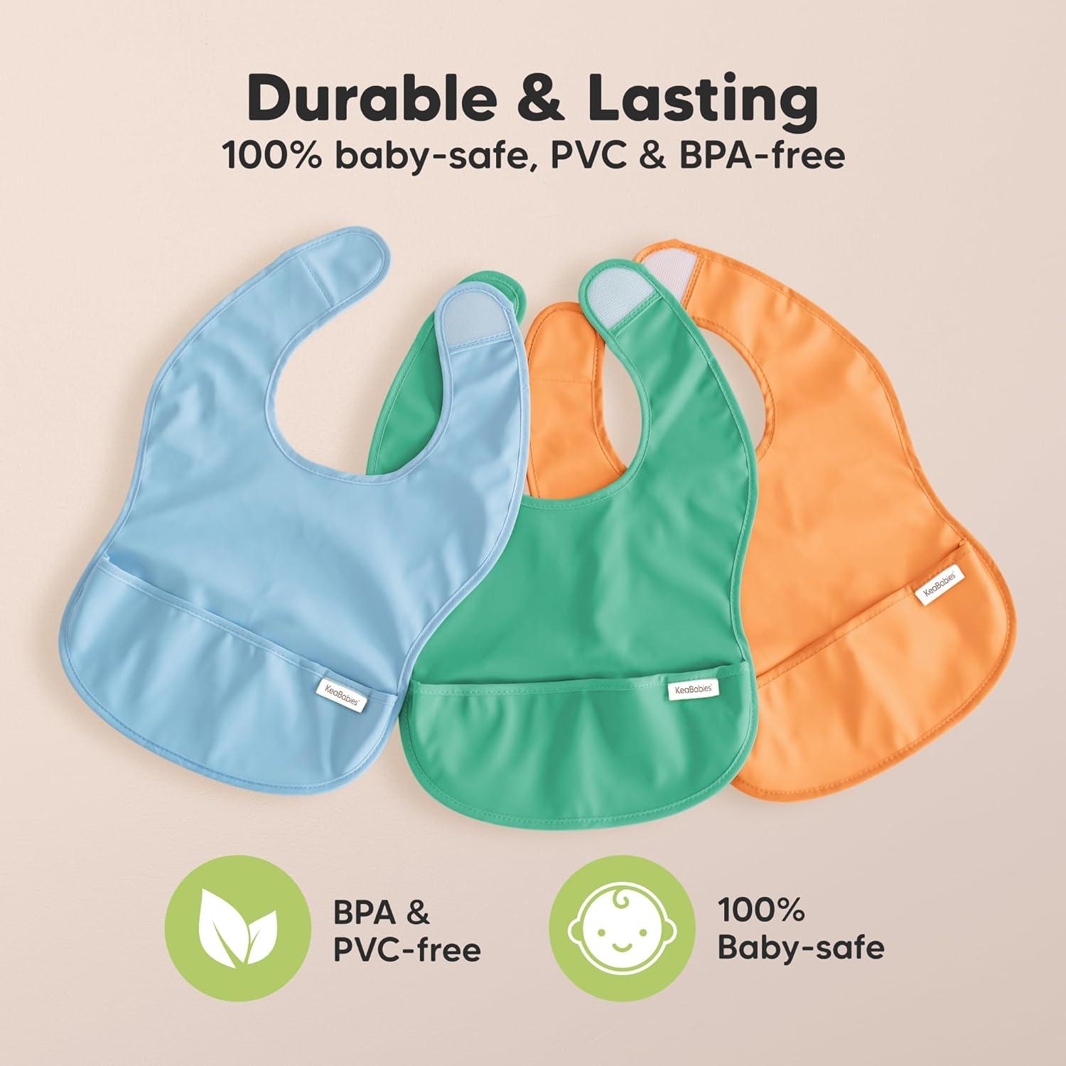 Paquete de 3 Baberos Impermeables KeaBabies para Bebés