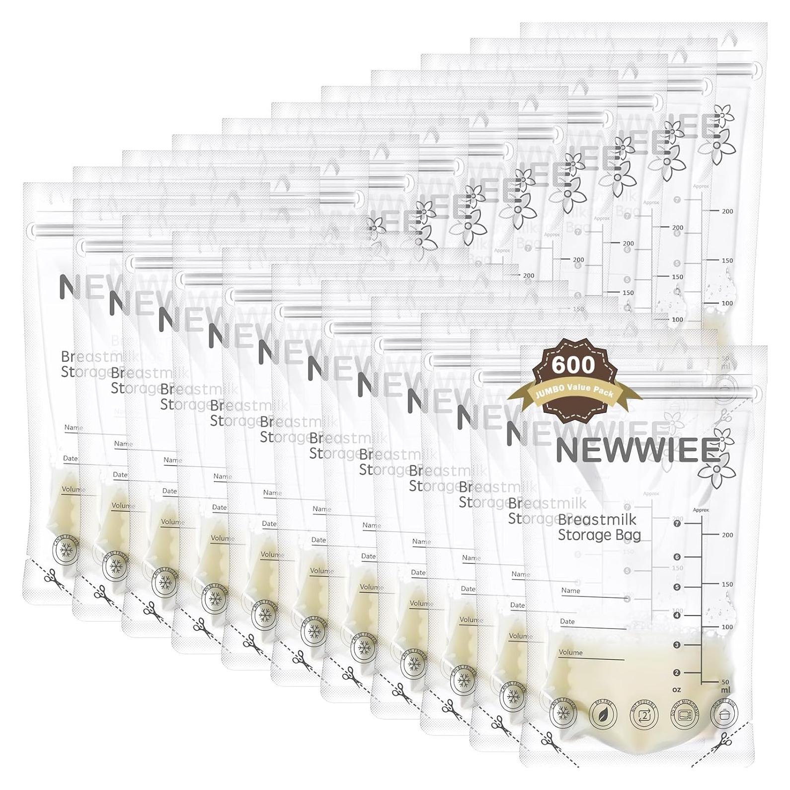 600 Bolsas de Almacenamiento de Leche Materna 7oz Newwiee