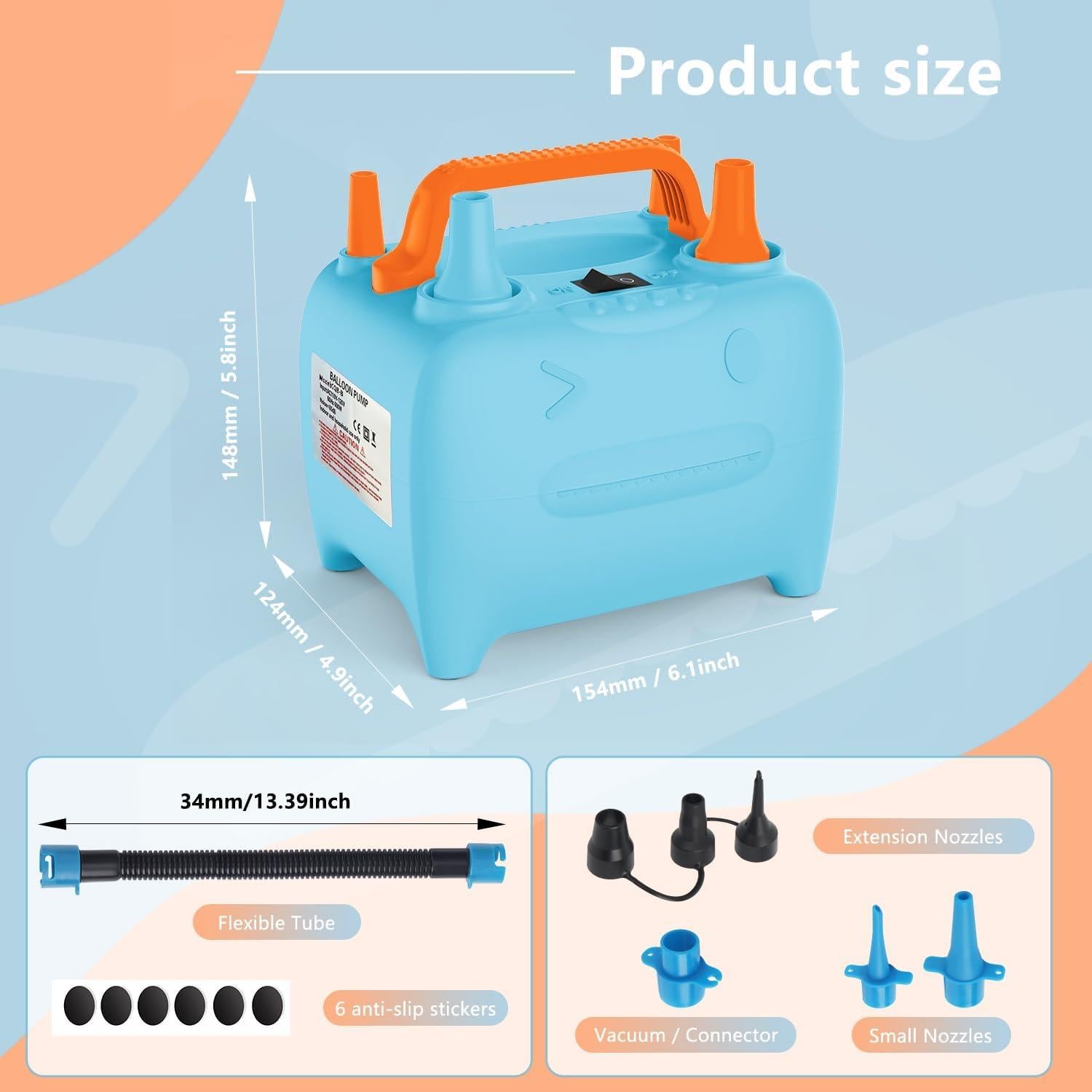 Bomba de globo eléctrica OWill CQB-B 600W portátil doble boquilla