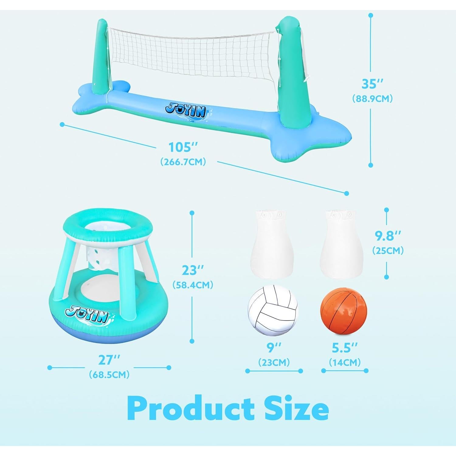 Juego de Flotadores Inflables Joyin para Piscina - Voleibol y Baloncesto