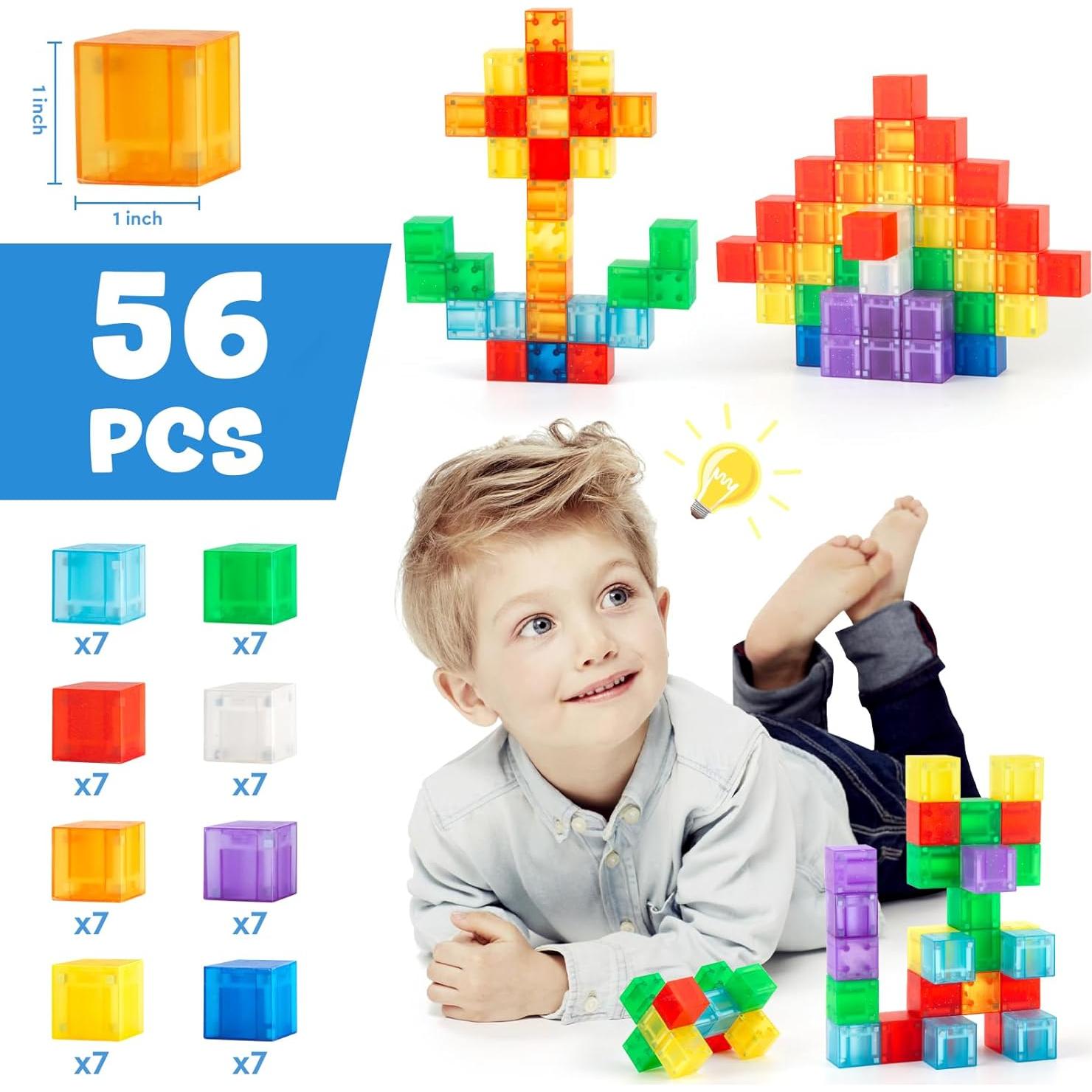 56 PCS Bloques Magnéticos TENYEAH para Niños 3+ Juguetes Educativos