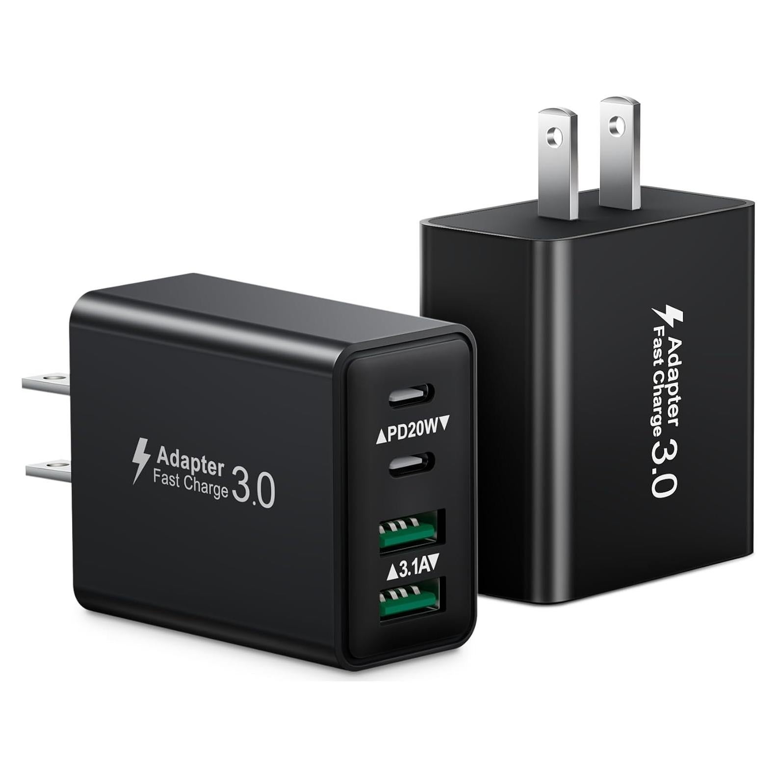 Cargador USB C KOUEMGI 40W 4 Puertos Rápido Negro
