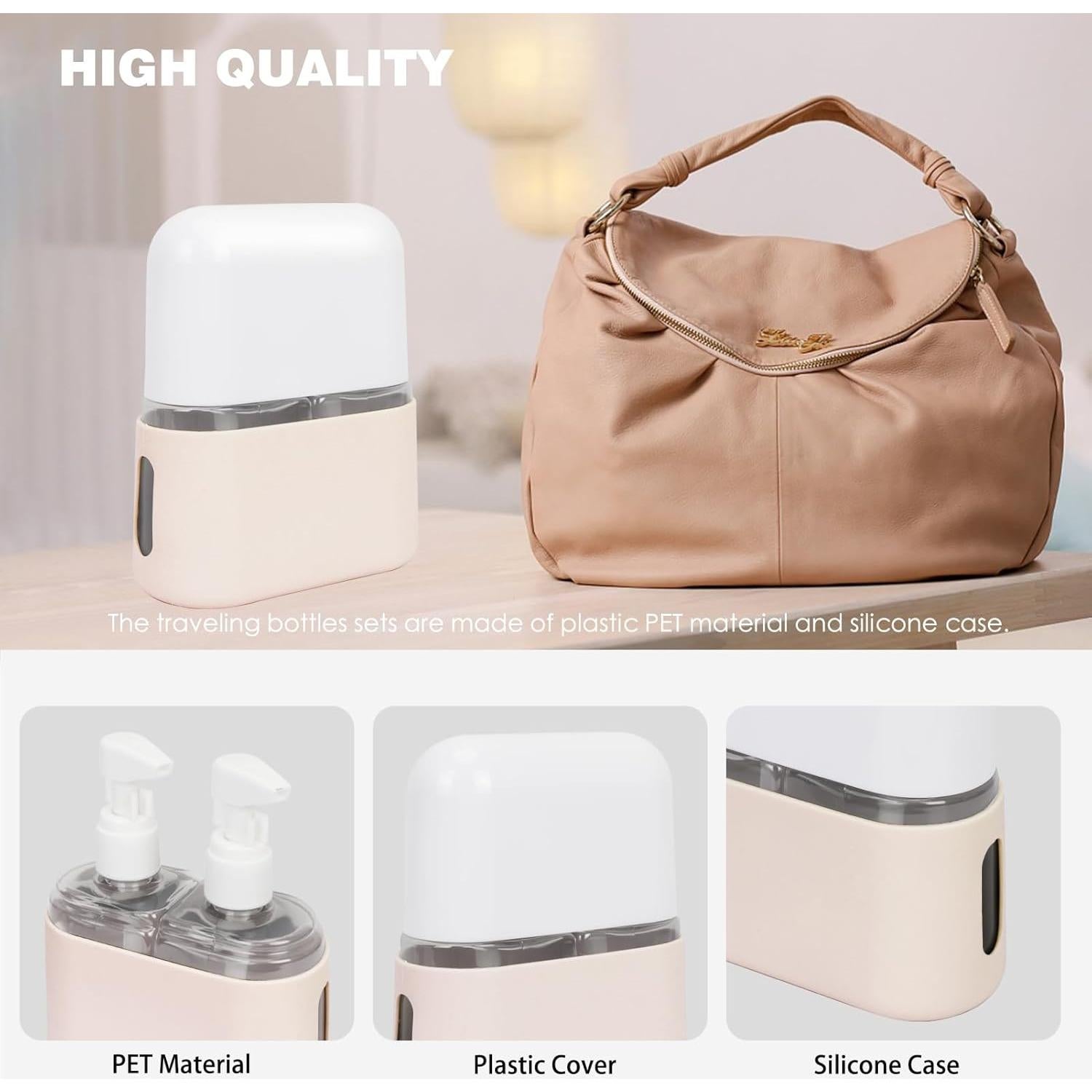 Botellas de Viaje Songaa 2 en 1 a Prueba de Fugas Beige