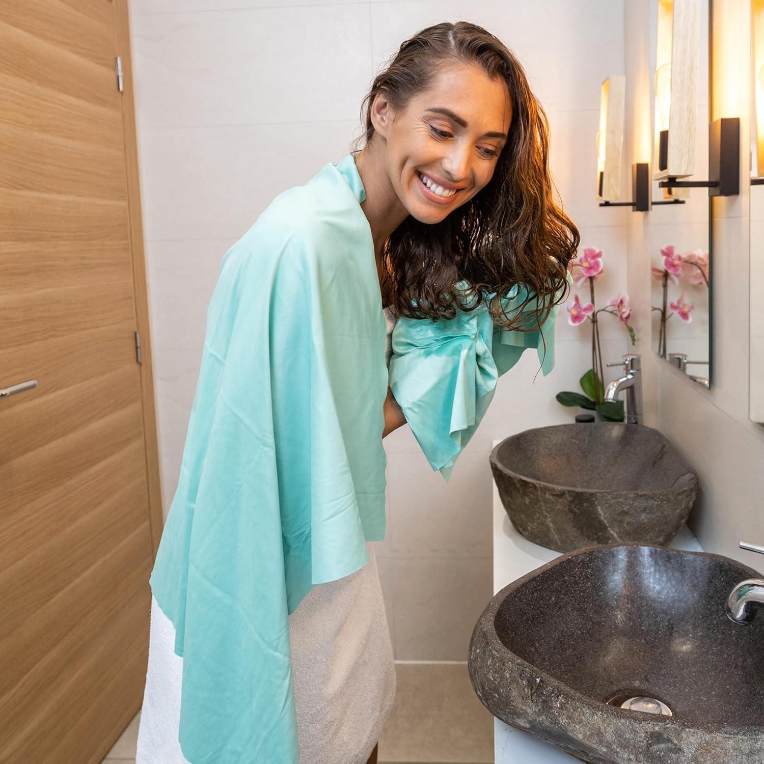 Toalla de Microfibra para Cabello EL CUIDADO PERFECTO - Aguamarina