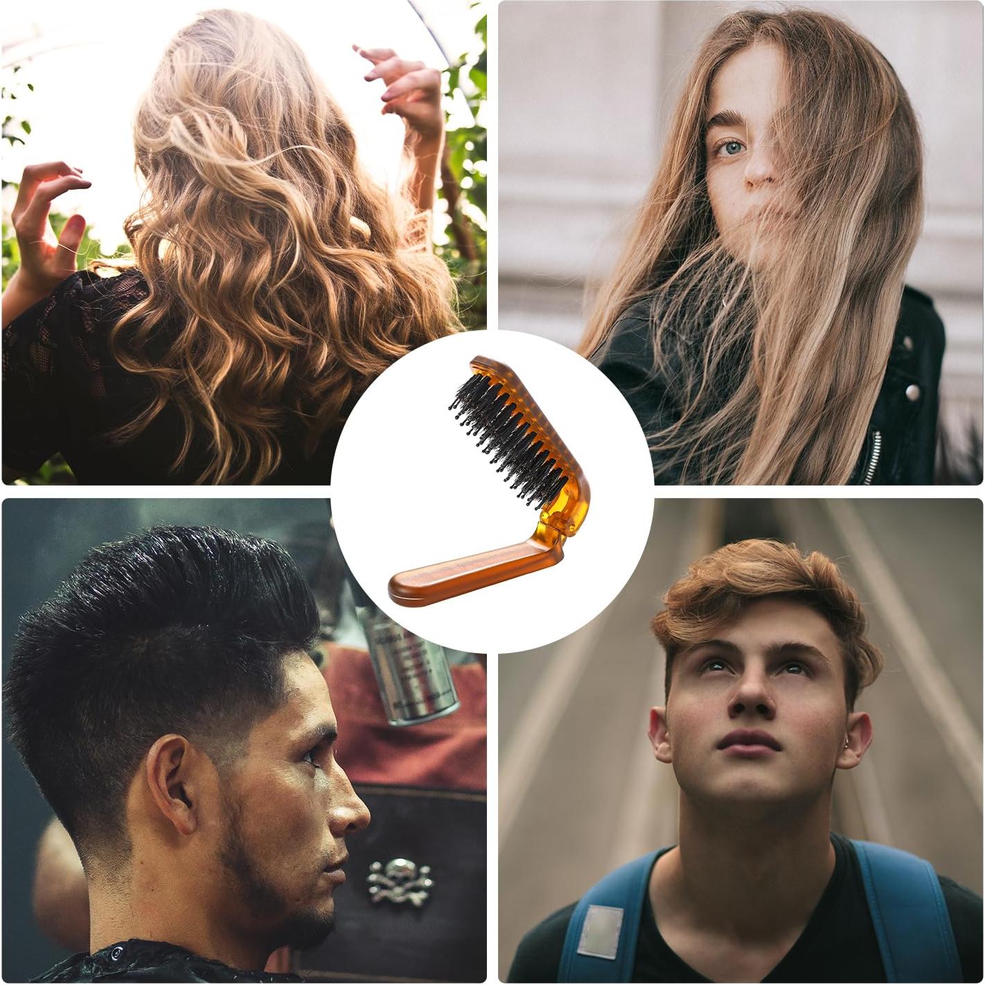 Cepillo de cabello plegable Sliverdew mini viaje cerdas jabalí