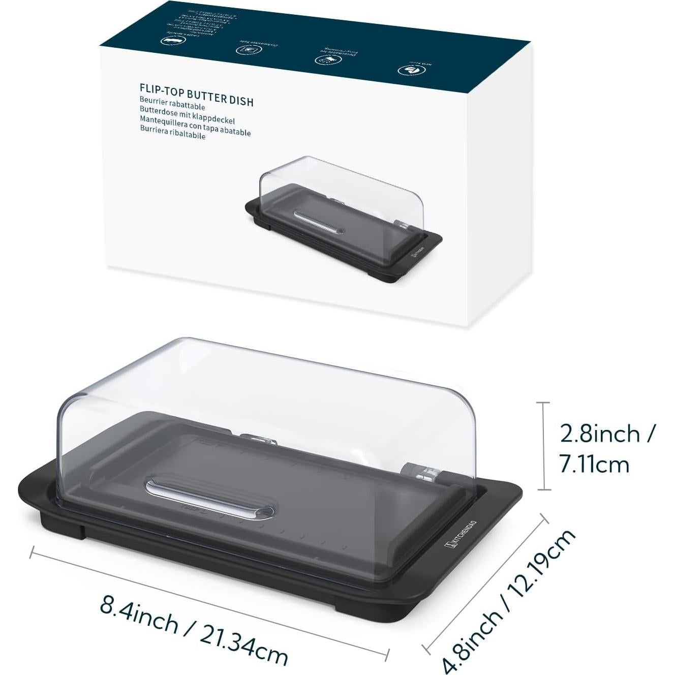 Plato de Mantequilla Hermético KITCHENDAO con Tapa Abatible